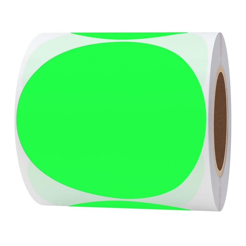 Hybsk Round Color Coding Circle Dots Labels Warehouse Inventory Organizer Stickers (4 inch, Fluorescent Green) - Image 1